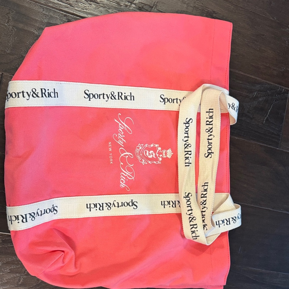 Sporty & Rich Coral Tote with Cream Handles